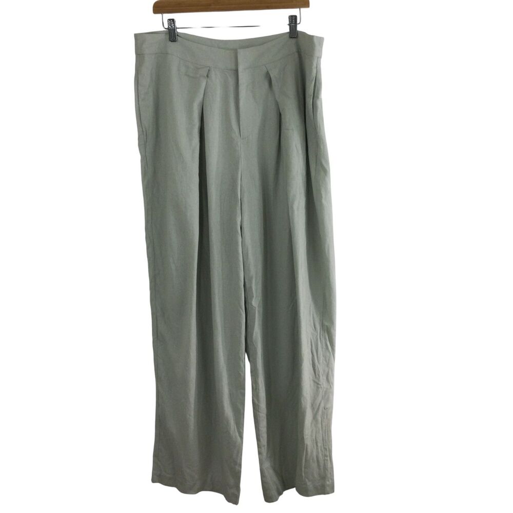 Eloquii Sage Green Wide-Leg Trousers